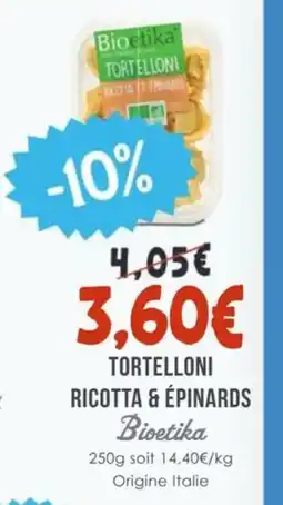 Naturalia BIOETIKA Tortelloni ricotta & épinards offre