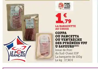 Coppa ou pancetta ou ventrèche des pyrénées vpf u saveurs