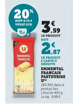 U Express U Emmental francais pasteurise offre