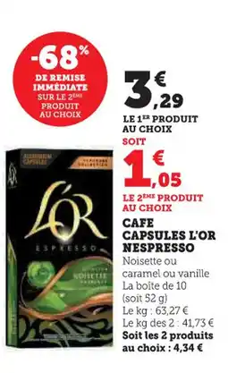 U Express Cafe capsules l'or nespresso offre