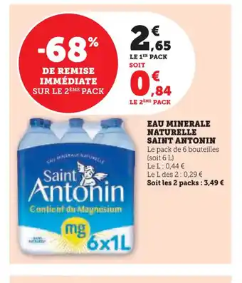 Super U SAINT ANTONIN Eau minerale naturelle offre