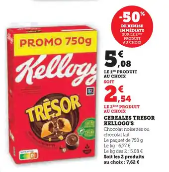 Super U KELLOGG'S Cereales tresor offre