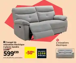 Conforama Canapé de relaxation électrique 3 places Sandro offre