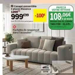Conforama Canapé convertible 3 places Maxence offre
