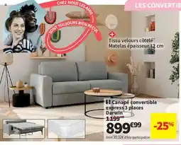 Conforama Canapé convertible express 3 places Darwin offre