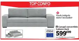Conforama Canapé convertible 3 places Zack offre