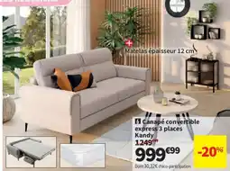 Conforama Canapé convertible express 3 places Kandy offre