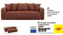 Conforama Canapé convertible 3 places Noah offre