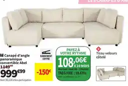 Conforama Canapé d'angle panoramique convertible Abel offre