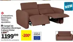 Conforama Canapé de relaxation électrique 3 places Victor offre