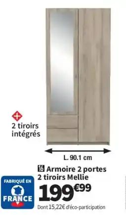Conforama Armoire 2 portes 2 tiroirs Mellie offre