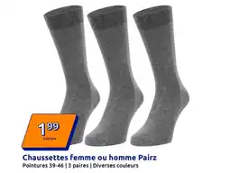 Action Chaussettes femme ou homme Pairz offre