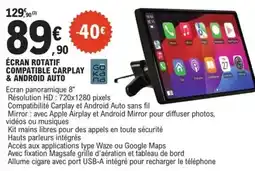 E.Leclerc L'Auto Apple - ecran rotatif compatible carplay & android auto offre