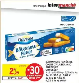 Intermarché Express Odyssée - bâtonnets panes de colin d'alaska msc surgelés offre