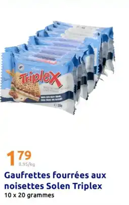 Action TRIPLEX Gaufrettes fourrées aux noisettes Solen offre