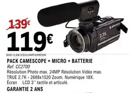 E.Leclerc Espace Culturel Pack camescope + micro + batterie offre