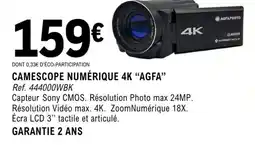 E.Leclerc Espace Culturel AGFA Camescope numérique 4k offre