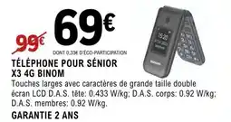 E.Leclerc Espace Culturel Téléphone pour sénior x3 4g binom offre