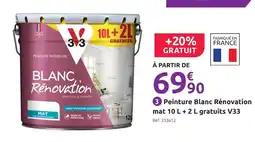 Mr Bricolage V33 peinture blanc rénovation mat 10 l + 2 l gratuits offre