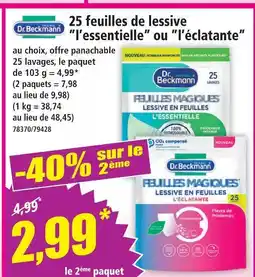 Norma Dr.beckmann feuilles magiques lessive en feuilles ”l’essentielle” ou ”l’éclatante” offre