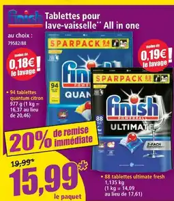 Norma Finish tablettes lave-vaisselle** all in one offre