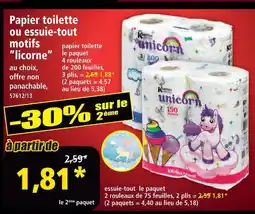Norma Papier toilette ou essuie-tout motifs ”licorne offre