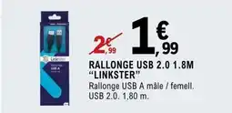 E.Leclerc Espace Culturel LINKSTER Rallonge usb 2.0 1.8m offre