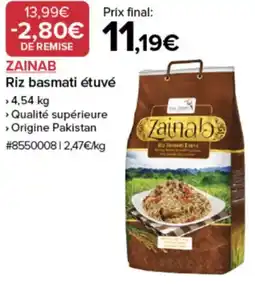 Costco Zainab riz basmati étuvé offre