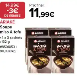 Costco Ariaké soupe miso & tofu offre