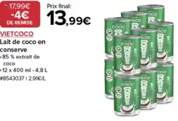 Costco Vietcoco lait de coco en conserve offre
