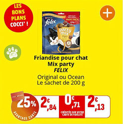 Coccinelle Supermarché Friandise pour chat mix party felix offre