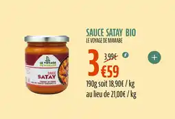 La Vie Claire LE VOYAGE DE MAMABE Sauce satay bio offre