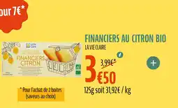 La Vie Claire LA VIE CLAIRE Financiers au citron bio offre