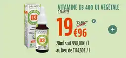 La Vie Claire D.PLANTES Vitamine d3 400 ui végétale offre