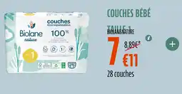 La Vie Claire BIOLANE NATURE Couches bébé taille 1 offre