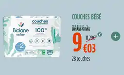 La Vie Claire BIOLANE NATURE Couches bébé taille 2 offre