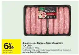 Carrefour Market 8 Saucisses de Toulouse façon charcutière SOCOPA offre