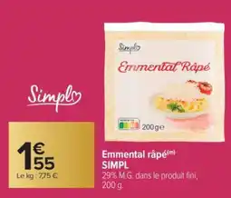 Carrefour Emmental râpé SIMPL offre