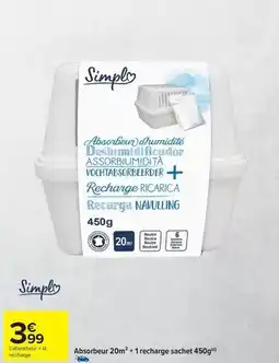 Carrefour Simply - absorbeur 20m² + 1 recharge sachet 450g offre