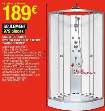 Cabine de douche hydromassante 85 x 85 cm "white & silver''
