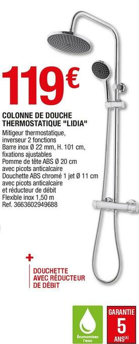Brico Dépôt Colonne de douche thermostatique lidia offre