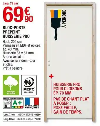 Brico Dépôt Bloc-porte prépeint huisserie pro offre