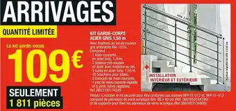 Kit garde-corps acier gris 1,50 m