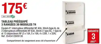 Brico Dépôt Tableau prééquipé 3 rangées 39 modules t4 offre