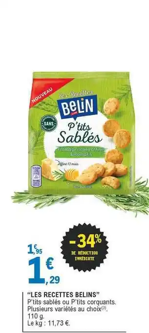 E.Leclerc Offre &quot;les Recettes Belins&quot; P'tits Sablés chez E Leclerc offre