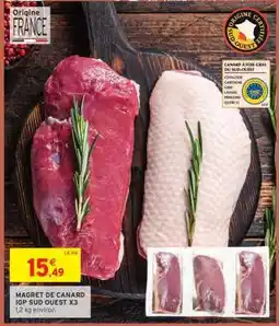 Intermarché MAGRET DE CANARD IGP SUD OUEST X3 offre