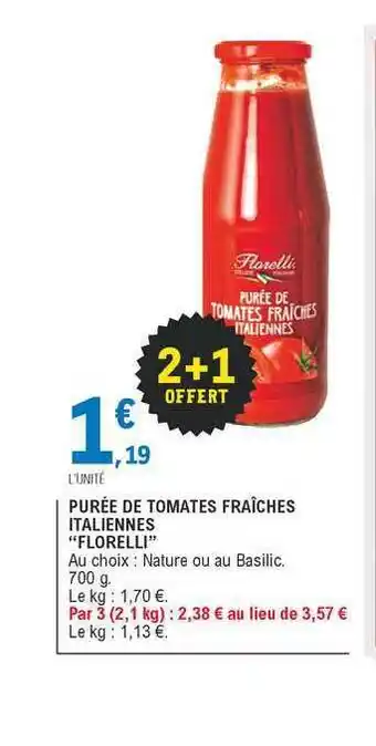 E.Leclerc Purée De Tomates Fraîches Italiennes offre