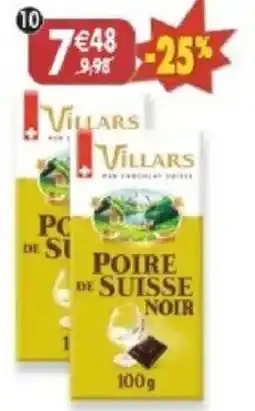 Maximo Lot de 2 tablettes de chocolat noir liqueur poire de suisse villars offre