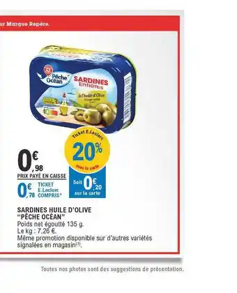 E.Leclerc Sardines Huile D'olive offre
