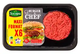Carrefour Socopa 6 burgers du chef 15% m.g nature socopa offre